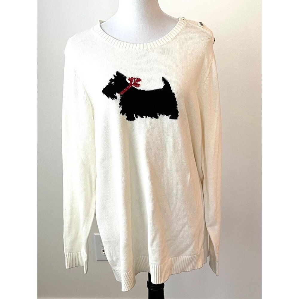 Charter Club Women's 2X Scottie Sweater NWT Cotton Blend